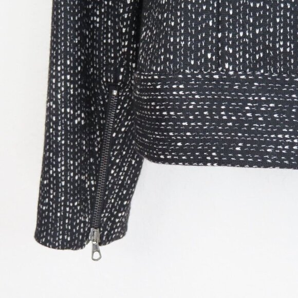 Rag & Bone Womens 6 Black Blue Wool Tweed Jacket Accent Snap Closure Zip Pockets - Picture 4 of 11